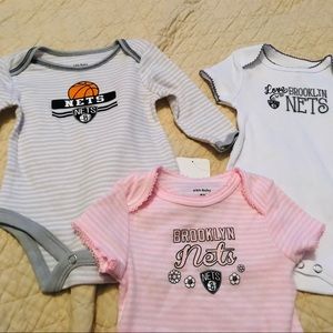 Set of 3 Brooklyn Nets onesies